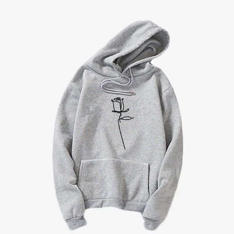 Black Rose Print Sport Hoodie