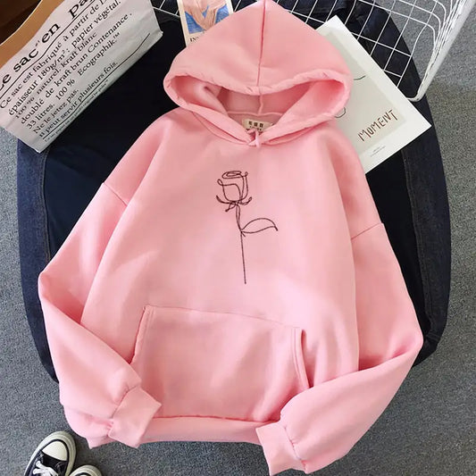 Black Rose Print Sport Hoodie