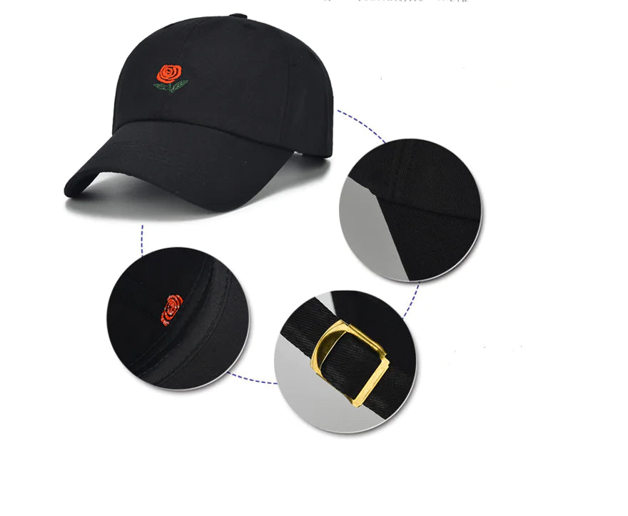 Baseball Cap with Rose Design